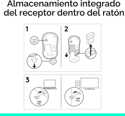 Logitech Ratón inalámbrico ambidiestro compacto M185 de 2,4 GHz - G...