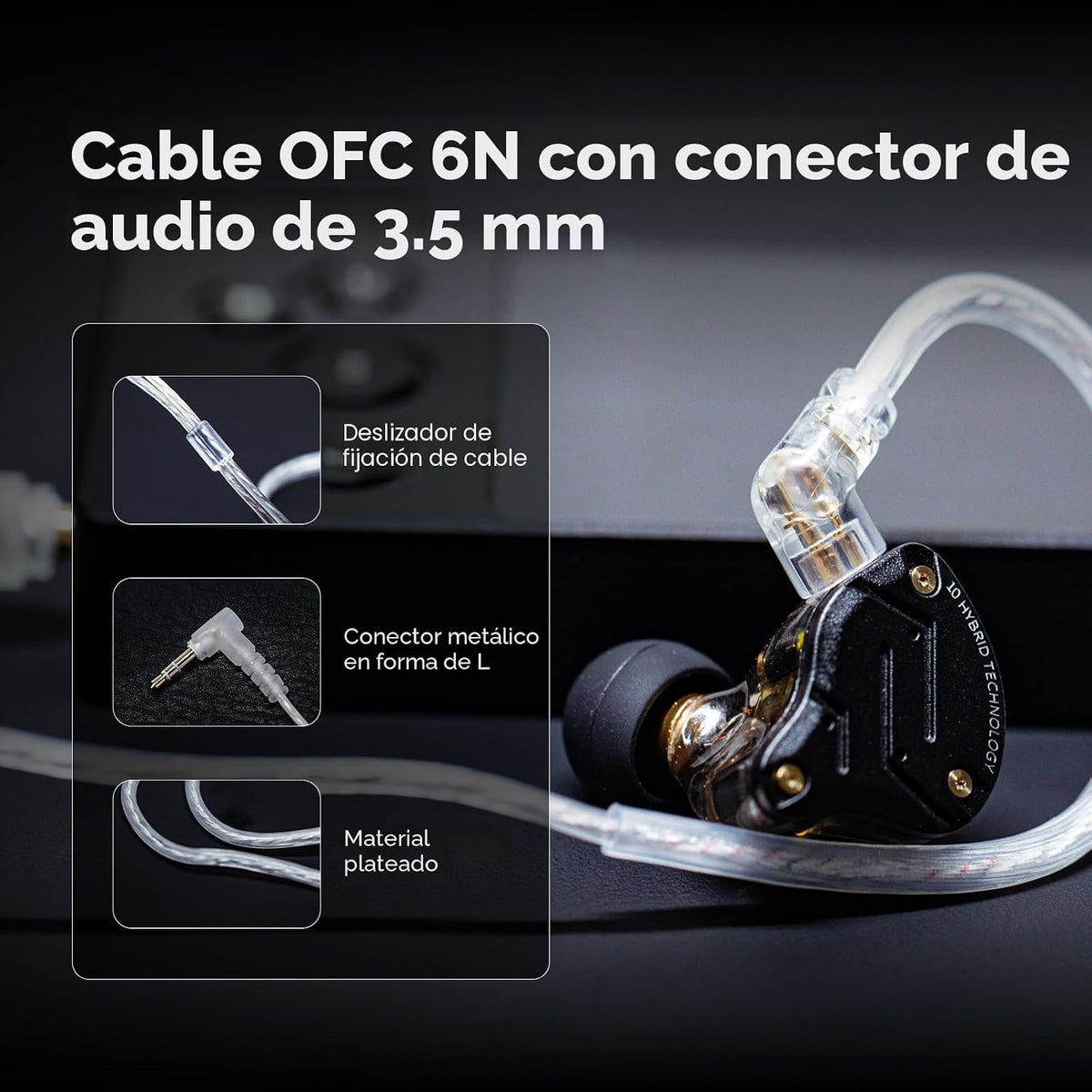 Linsoul KZ ZS10 Pro, auriculares intraaurales HiFi con 5 controlado...