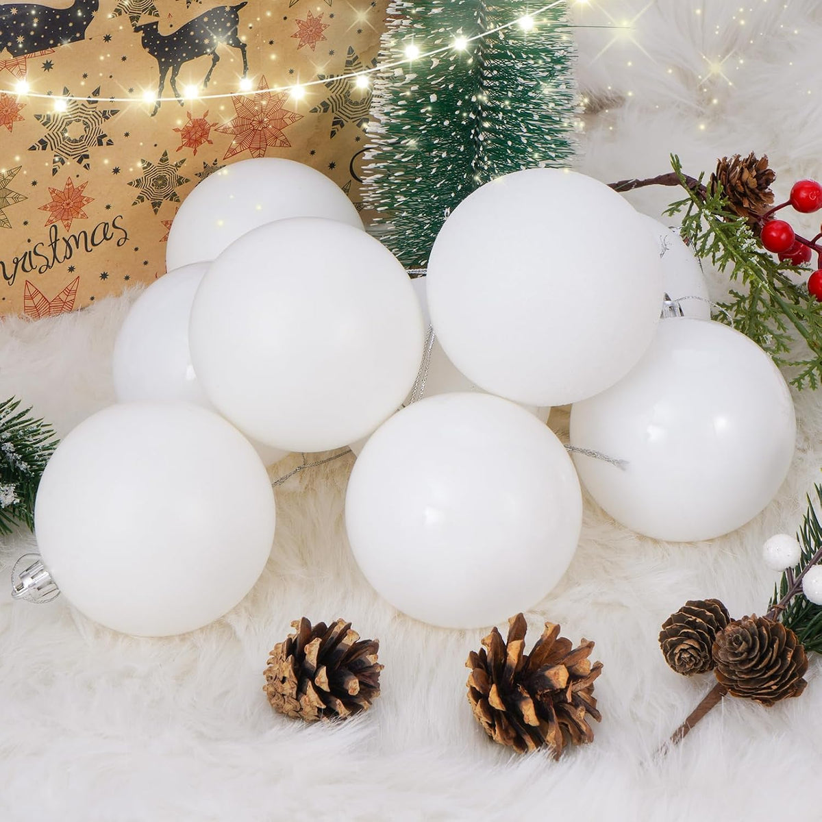 Adornos de bola de Navidad de 30 quilates, decoración de árbol de N...