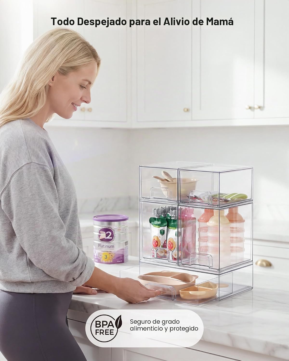 Vtopmart Juego de 9 cajones de almacenamiento apilables transparent...