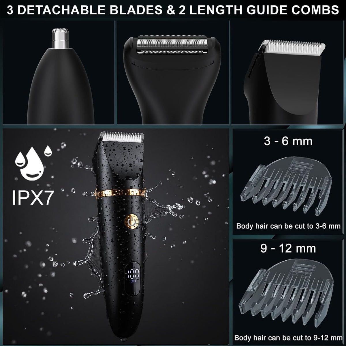 Zivelier Afeitadora de bolas para hombres, recortadora de pelo corp...