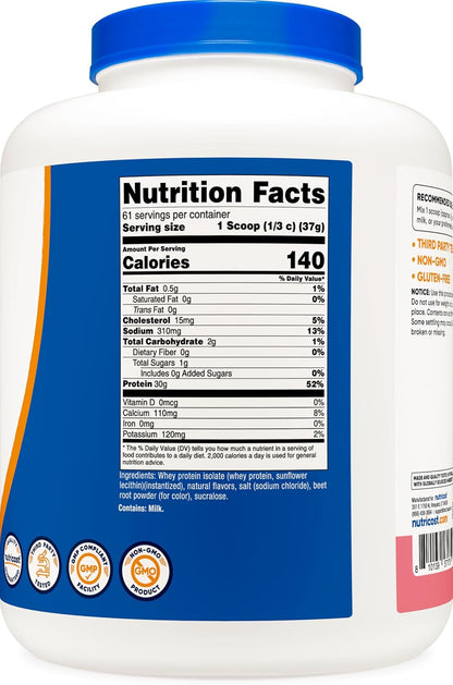 Nutricost Aislado de proteína de suero (batido de fresa) 5LBS