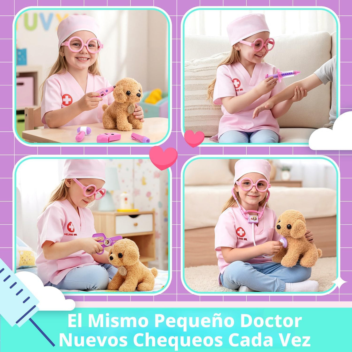 Meland Doctor Kit con cachorro para niñas, juguete de simulación re...