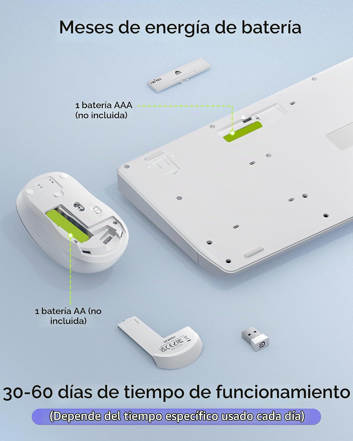 seenda COE200 Combo de teclado y mouse Bluetooth inalámbricos con |...