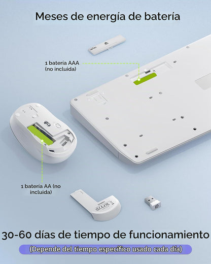 seenda COE200 Combo de teclado y mouse Bluetooth inalámbricos con |...
