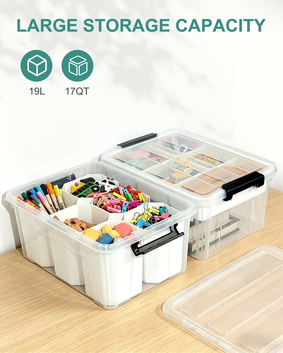 EOENVIVS Bolsa de almacenamiento transparente con 6 insertos altos,...