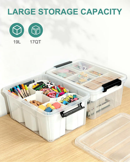 EOENVIVS Bolsa de almacenamiento transparente con 6 insertos altos,...