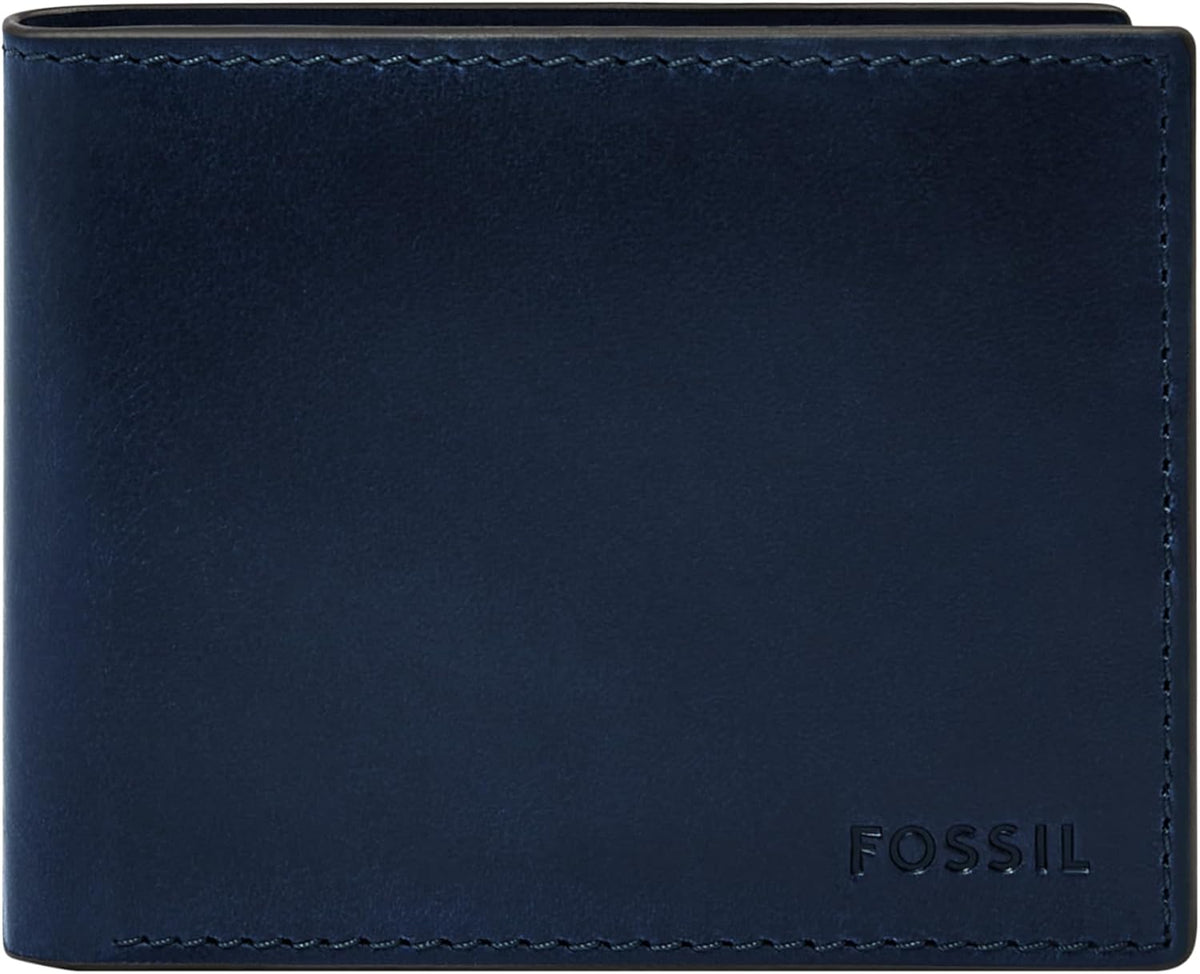 Fossil Derrick - Cartera de piel con bloqueo RFID, plegable con ide...