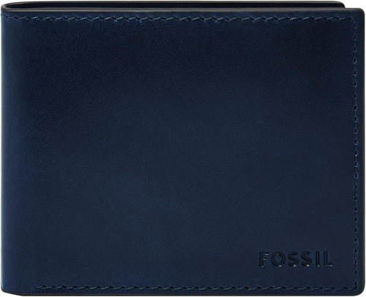 Fossil Derrick - Cartera de piel con bloqueo RFID, plegable con ide...
