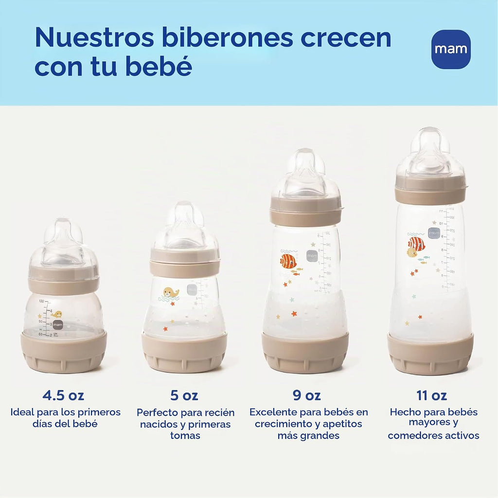 MAM Biberones con ventilación Easy Start Anti-Colic+ de 9 oz, 2+ me...