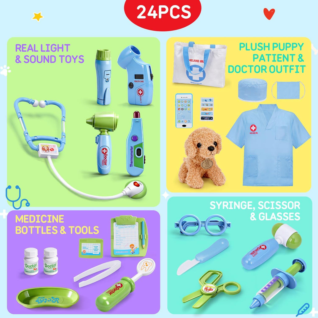 Meland Kit médico para niño con cachorro, juguete de simulación de...