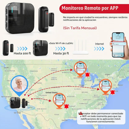 SanJie Timbre de puerta WiFi, sensor de alarma de puerta con notifi...