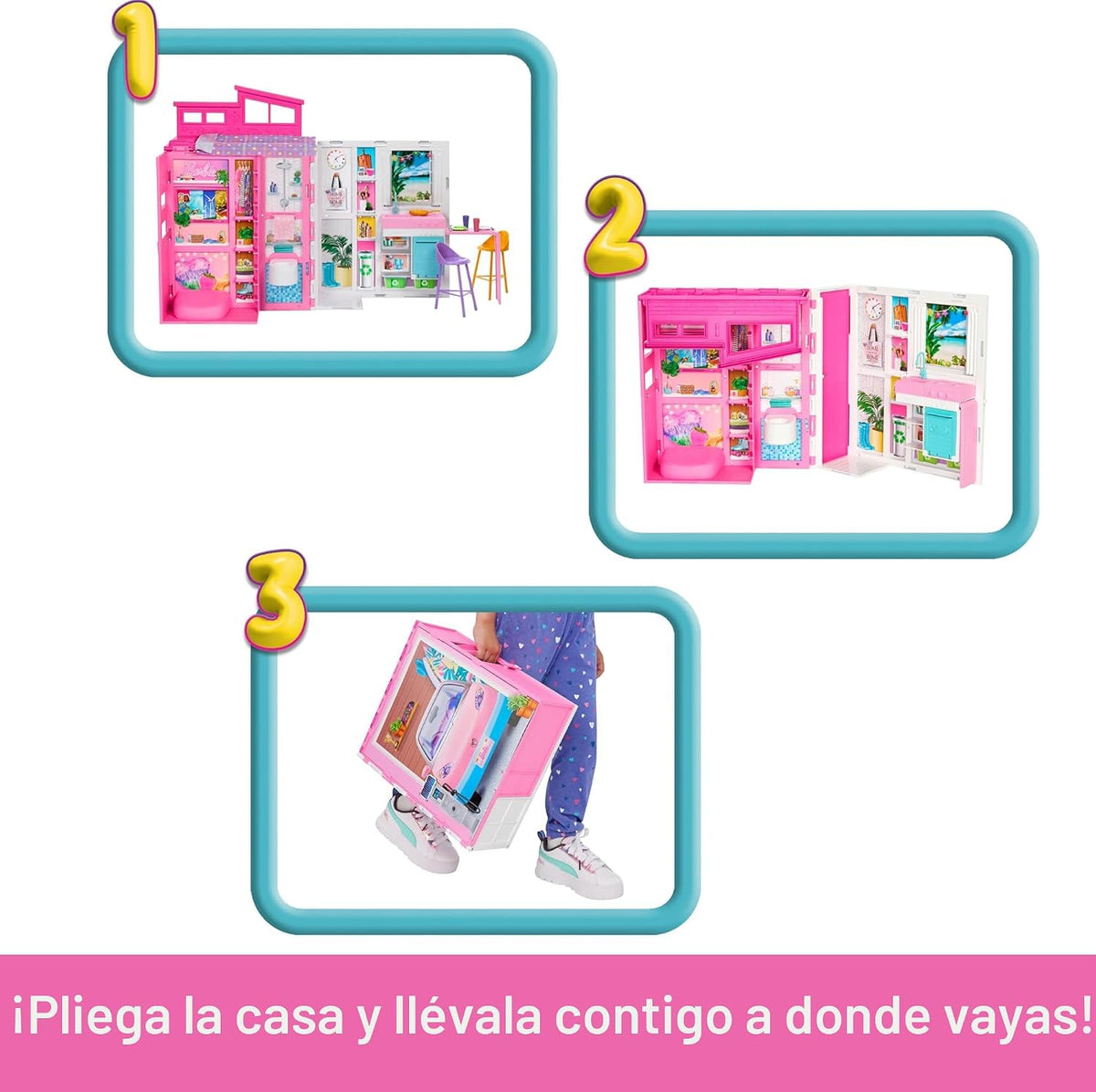 Barbie Juego de casa de muñecas, casa de escapada con accesorios |...