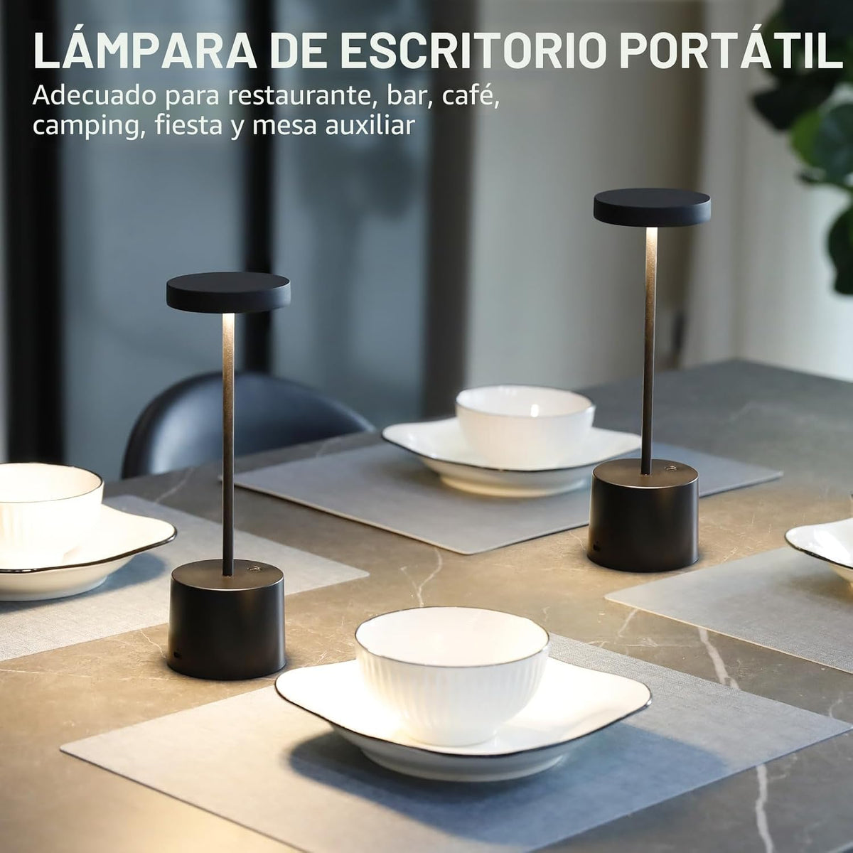 Lámpara de mesa recargable inalámbrica, funciona con batería de 400...