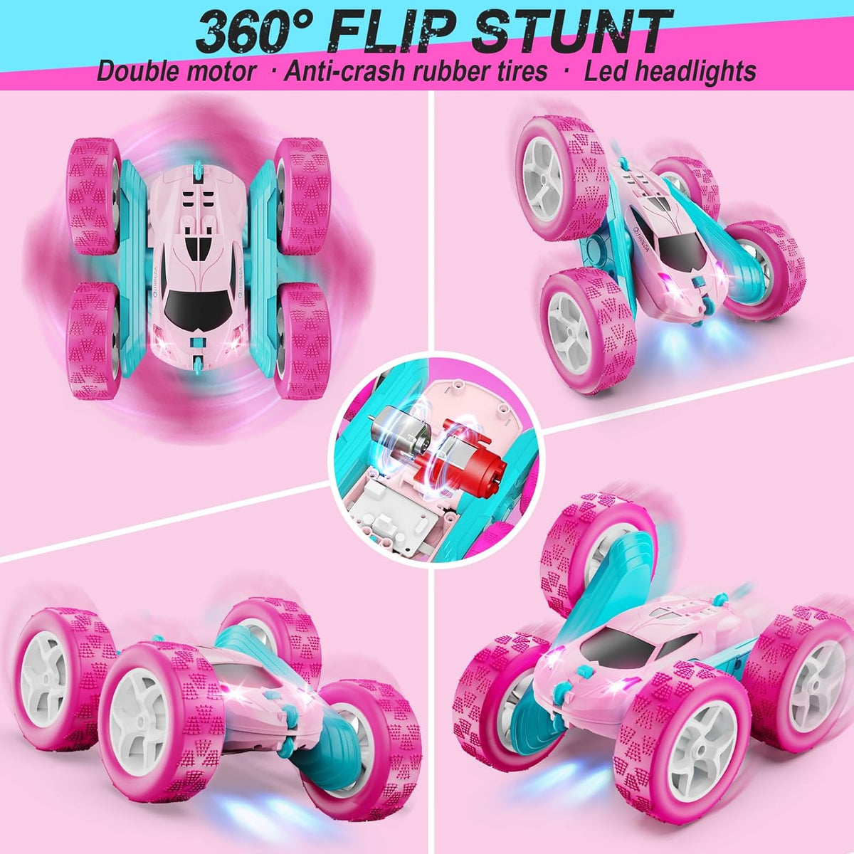 QUNREDA Coches de control remoto rosa para niñas, 2.4 GHZ, auto de...