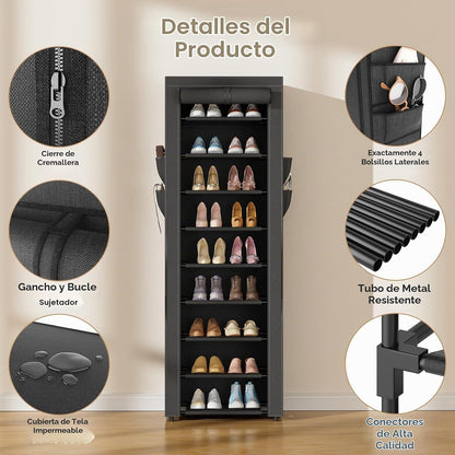 LANTEFUL Zapatero estrecho con tapa, organizador de zapatos de 10 n...