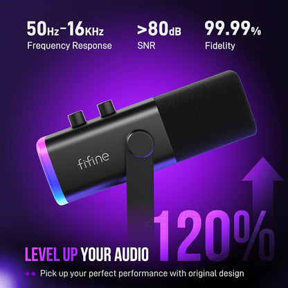 FIFINE AmpliGame AM8T - Juego de micrófonos para juegos XLR\/USB |...