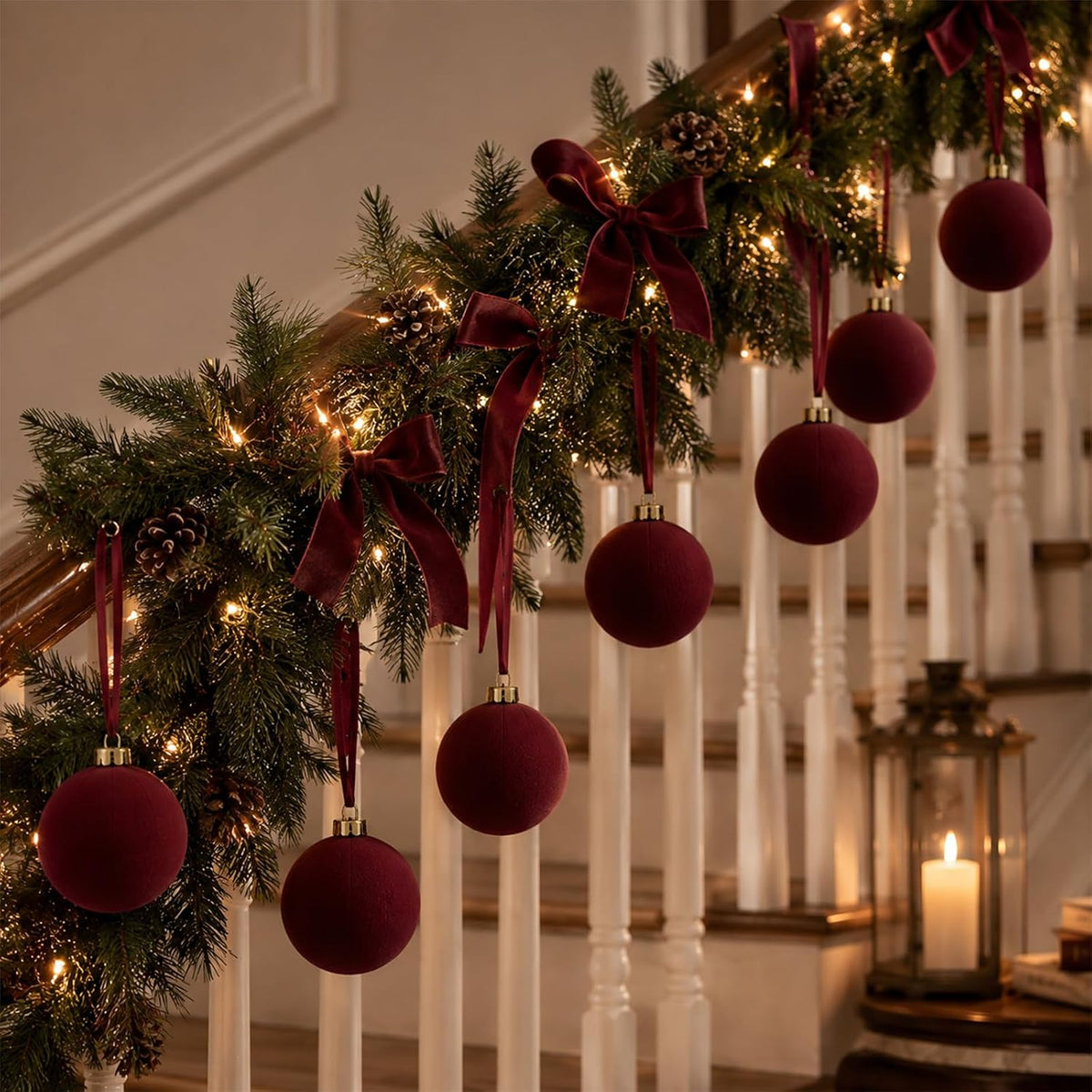 12 adornos grandes de bola de terciopelo de Navidad de 4 pulgadas |...