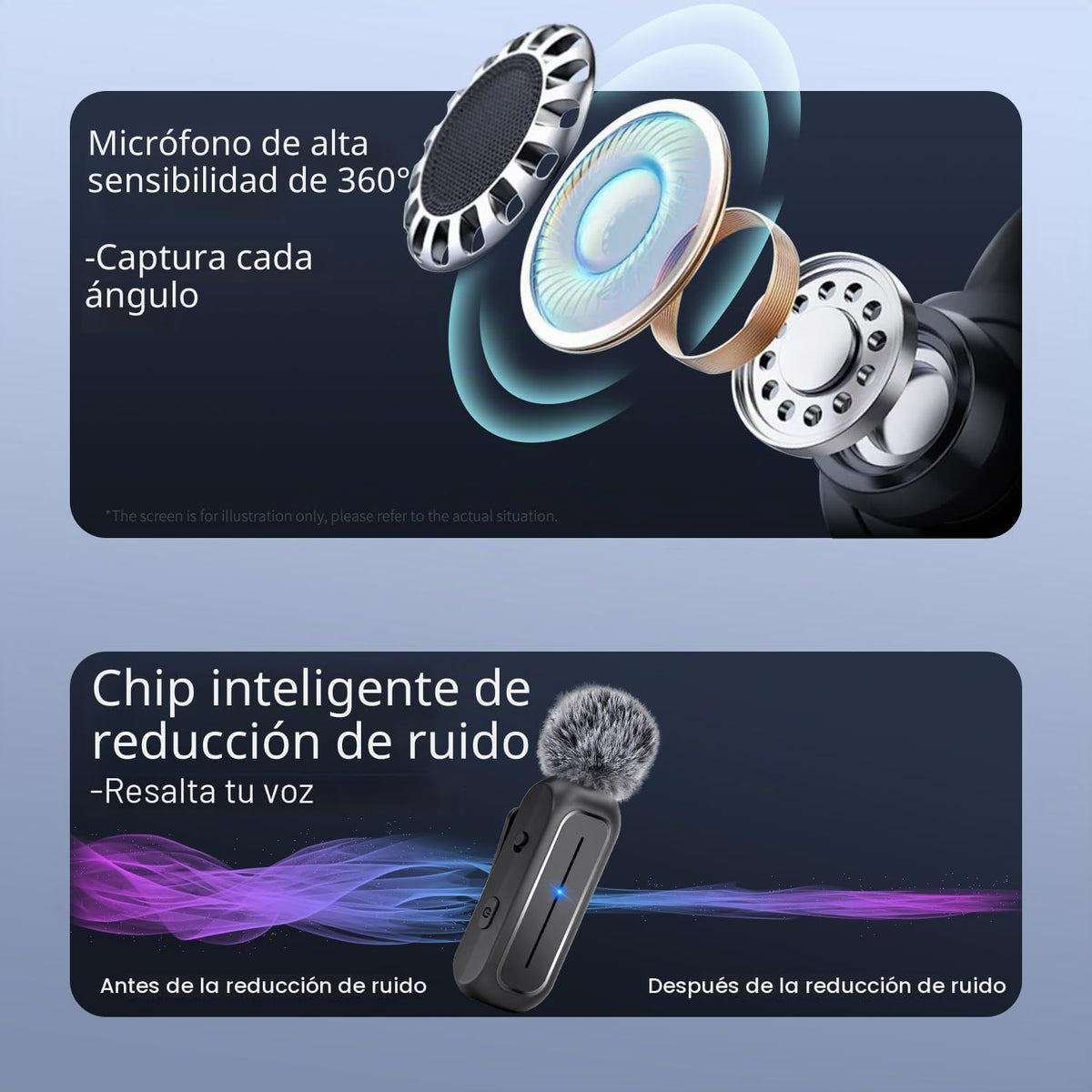 Mini micrófono inalámbrico Lavalier para iPhone, Android con estuch...