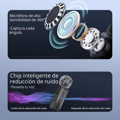Mini micrófono inalámbrico Lavalier para iPhone, Android con estuch...