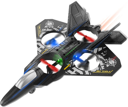 Juguete RC Fighter Jet, Avión de control remoto con luces LED y gir...