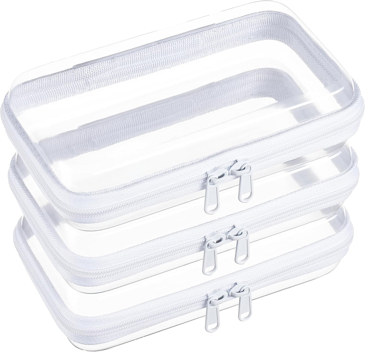 WELPIRT Bolsas transparentes con cremallera rígida, bolsas transpar...