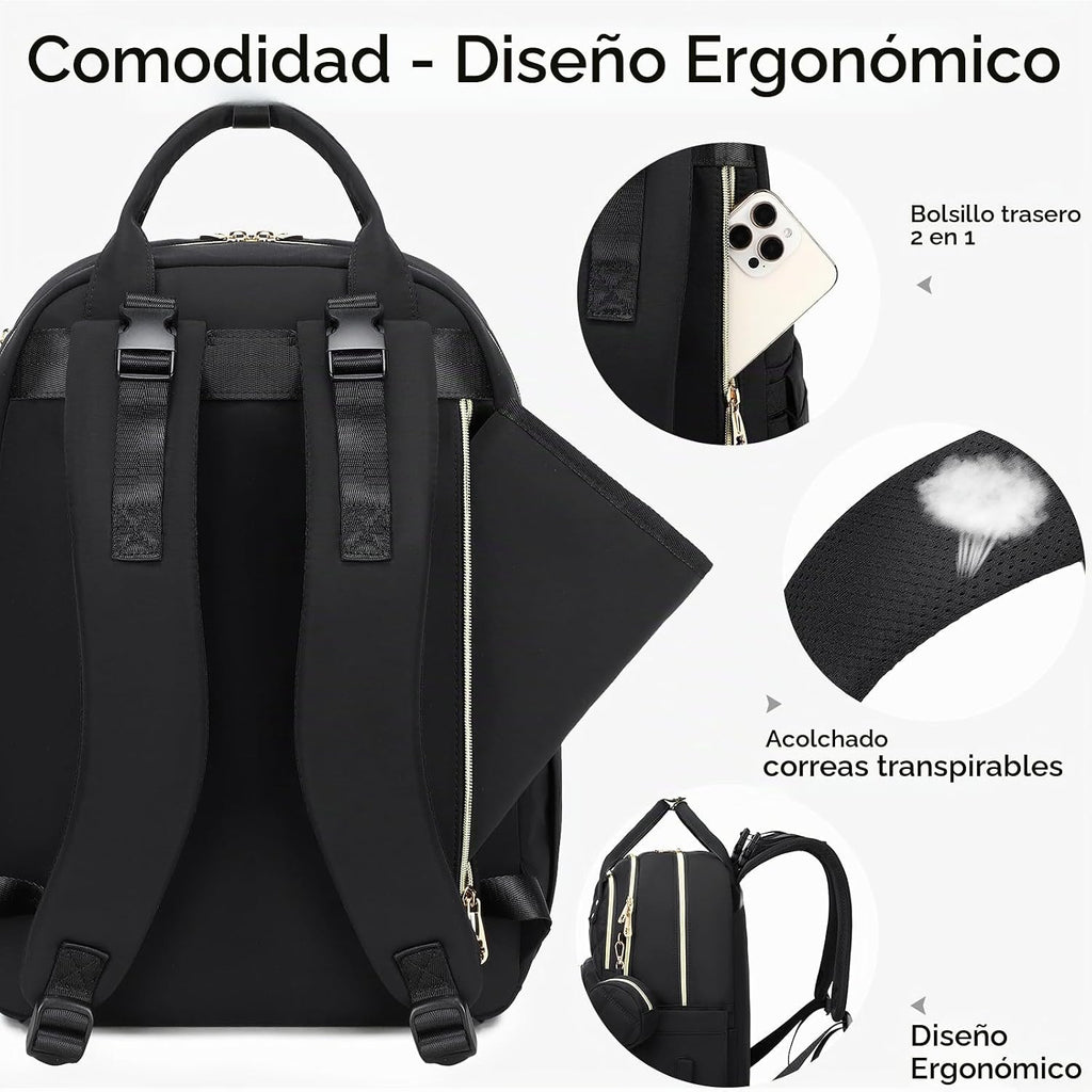 ViveVoy Mochila grande para pañales con cambiador y funda para chup...
