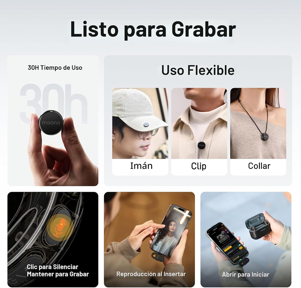 Micrófono Lavalier inalámbrico MAONO Wave T5 para teléfono Android...