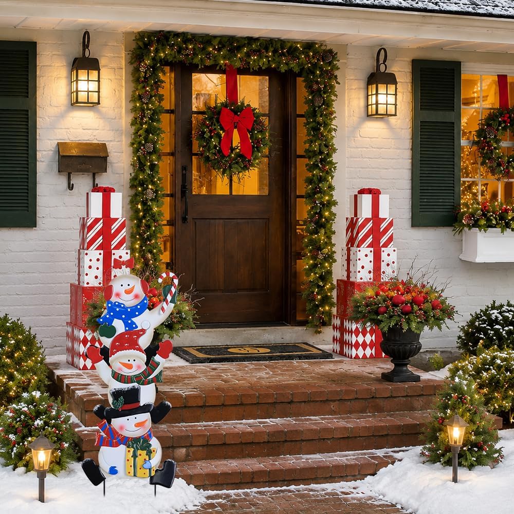 YEAHOME Decoraciones Navideñas para Exteriores, 3 Estacas Decorativ...
