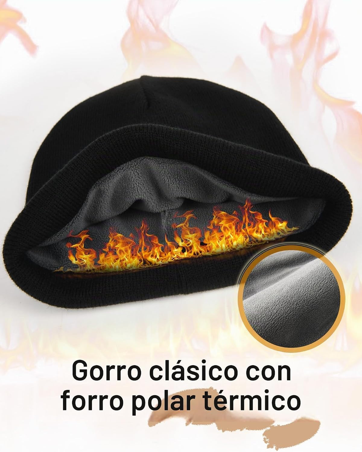 FURTALK Gorro de invierno con forro polar para hombre, doble capa,...