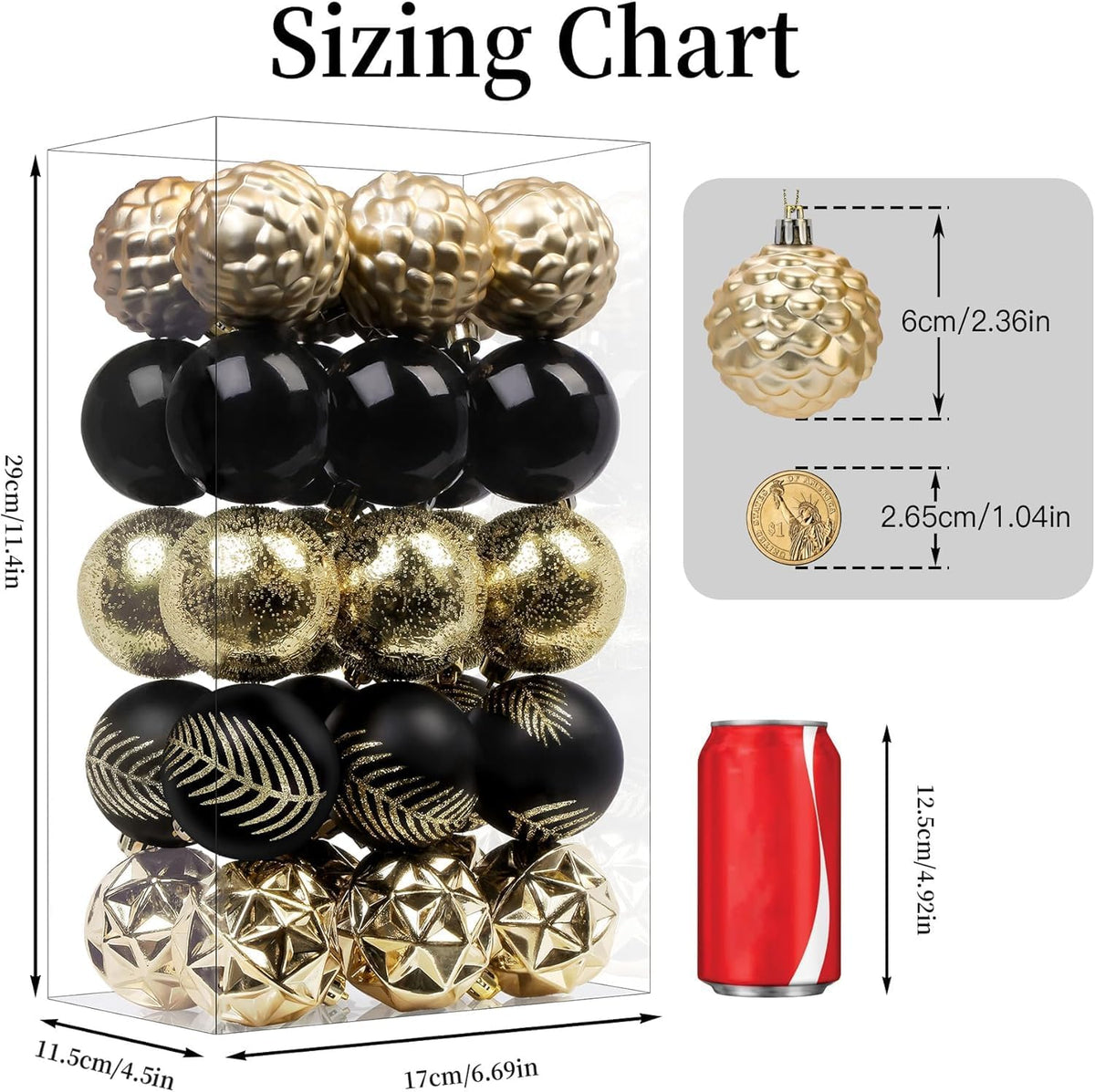 SHareconn - Bolas de árbol de Navidad, 30 unidades de 2.36 pulgadas...