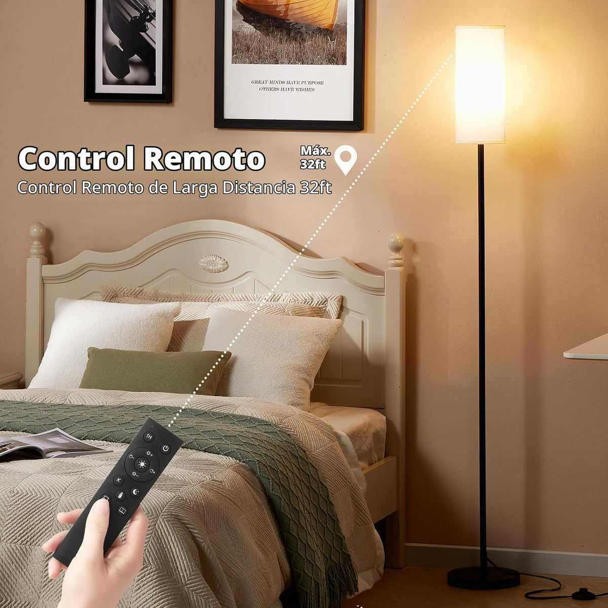 Ambimall Lámpara de pie moderna de 64" con control remoto, bomb...