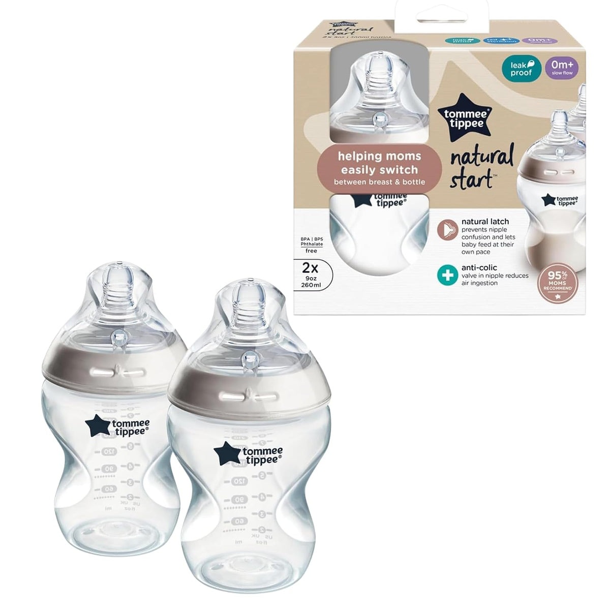 Tommee Tippee Natural Start - Biberones anticólicos de 9 onzas sin...
