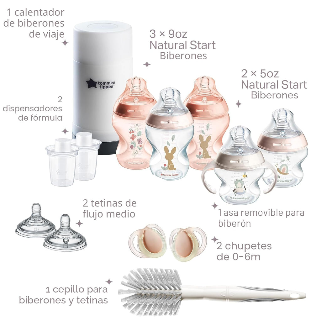Tommee Tippee Natural Start Set de biberón, calentador y chupete, 0...