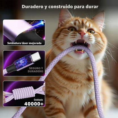 Cable de carga múltiple 4 en 2 con 3 puertos tipo C + 1IP, divisor...