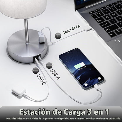 Juego de 2 lámparas táctiles grises de 17.6" para dormitorio, r...