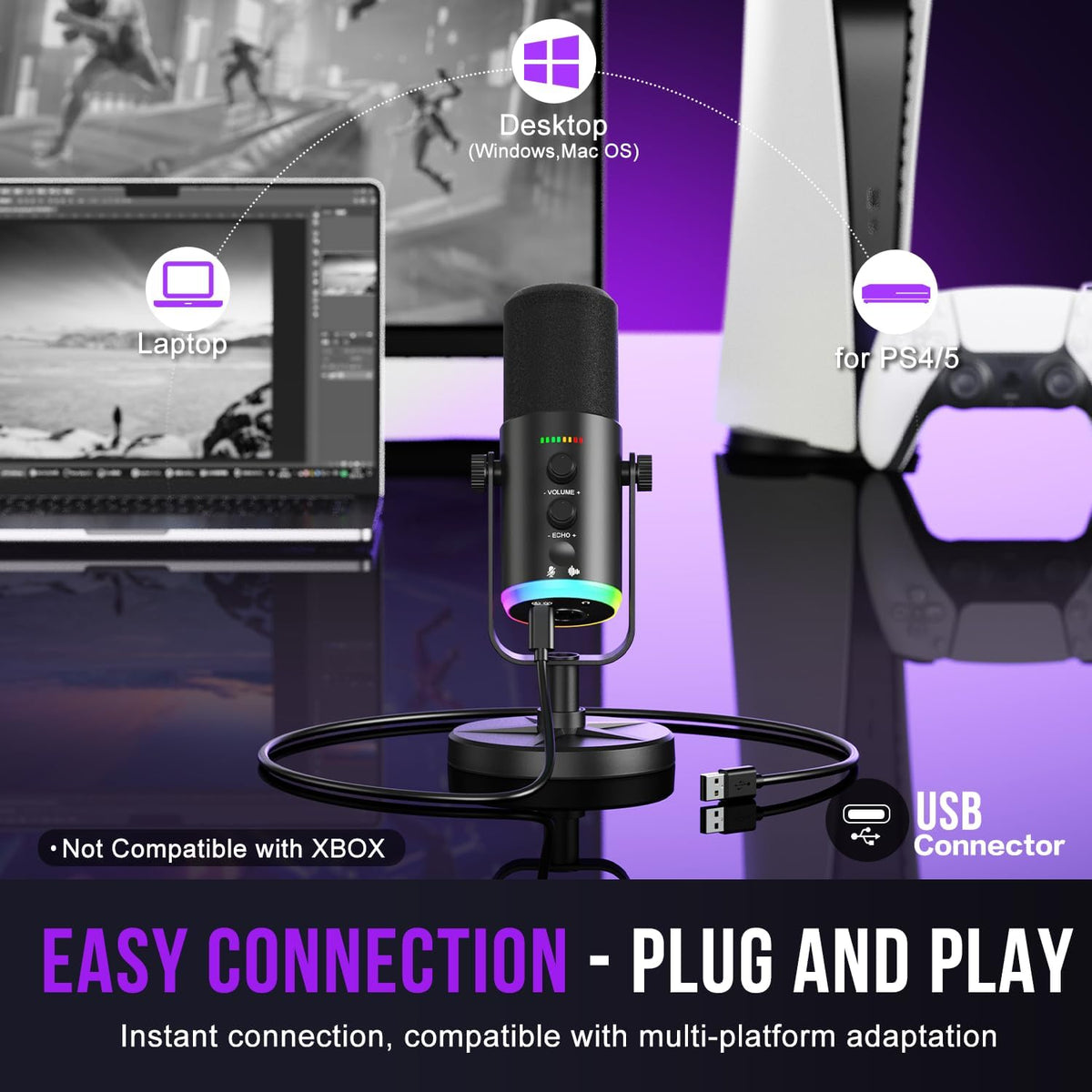 Micrófono dinámico, USB-C\/XLR para grabación de podcasts, grabació...