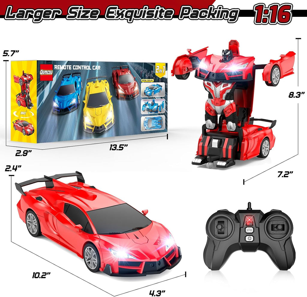 Qumcou Coche de Control Remoto Transformable 1:16, Juguetes para ni...