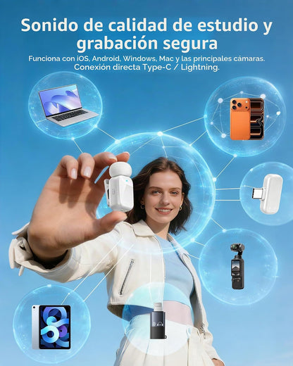 Blinfada Mini 2 micrófonos inalámbricos Lavalier para iPhone 16\/17...
