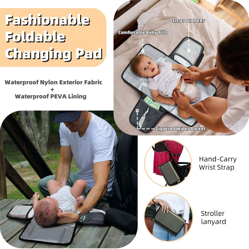 ROSEGIN Mochila para pañales con cambiador, funda para chupete, bol...