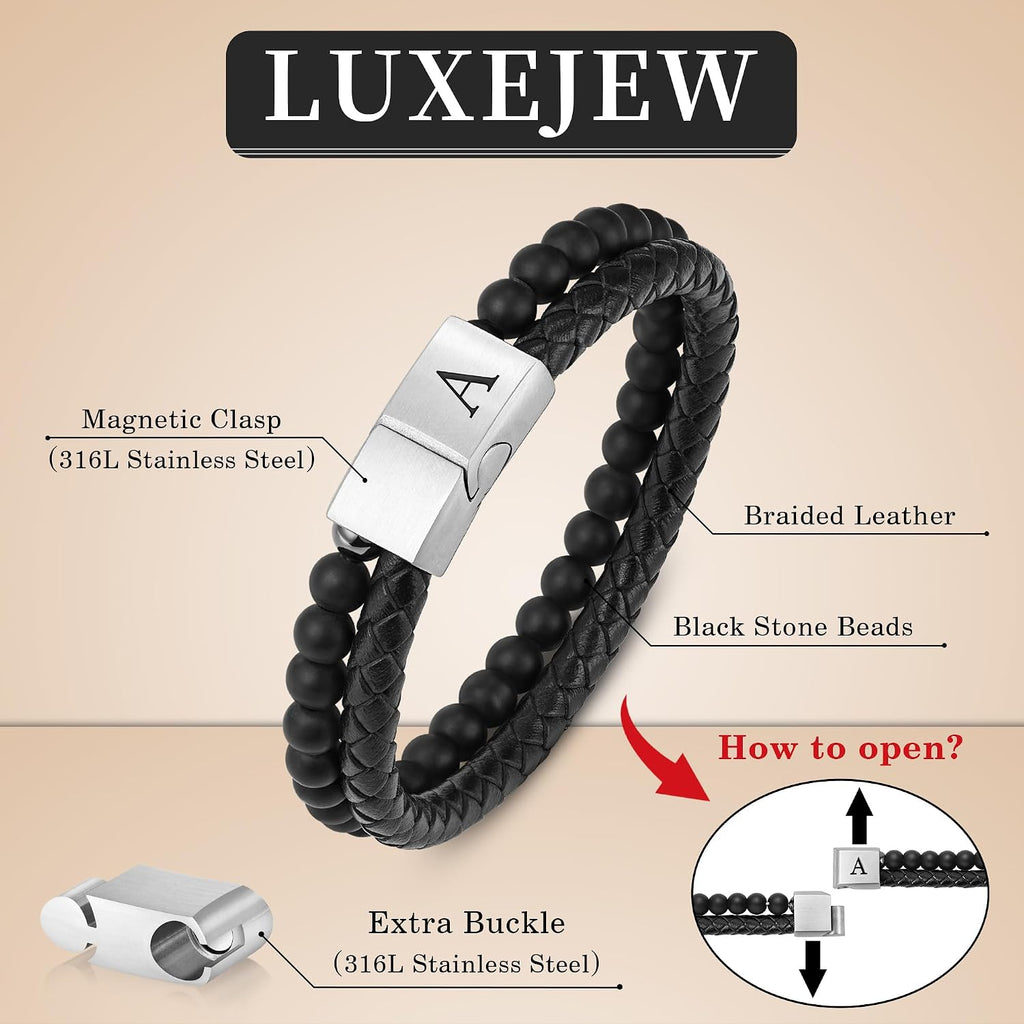 LUXEJEW Regalos para Hombres – Pulsera para Hombre, Pulsera con Ini...