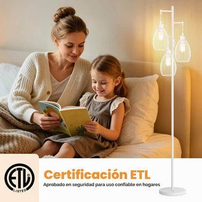 Lámpara de pie regulable, 3 bombillas LED Edison de 800LM incluidas...