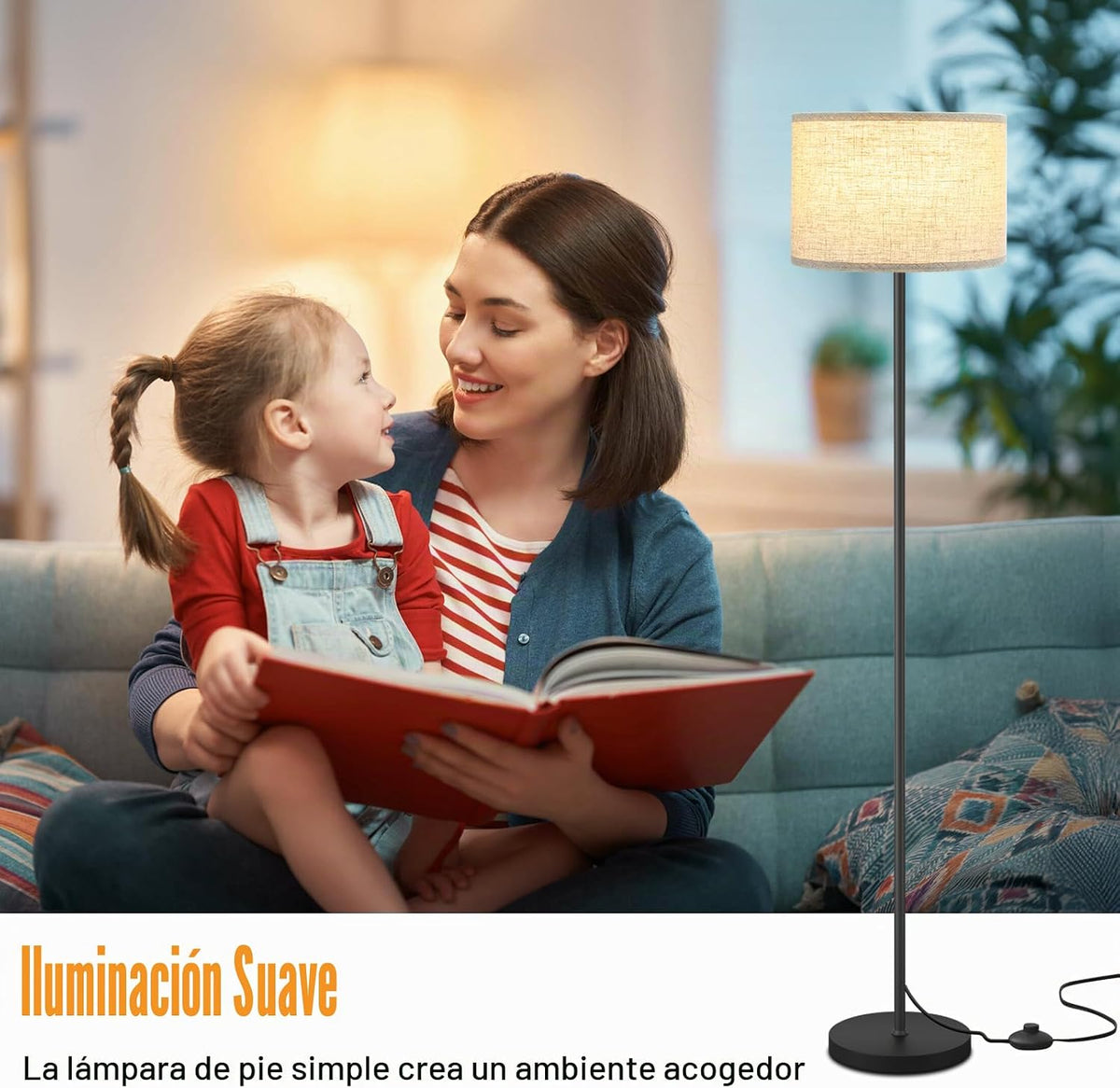 Ambimall Lámpara de pie moderna de 60 pulgadas con pantalla, lámpar...