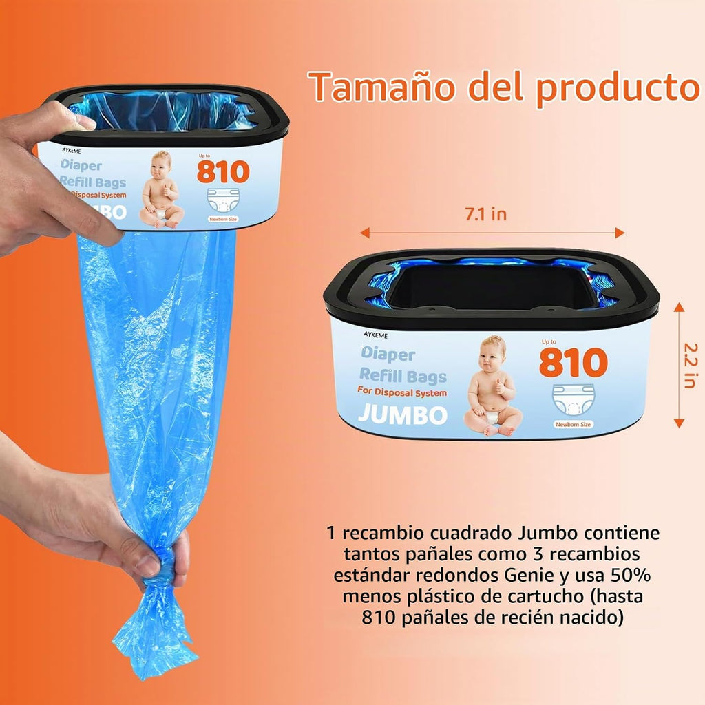Bolsas de eliminación cuadradas jumbo compatibles con cubos compact...