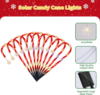Paquete de 10 luces solares de bastón de caramelo, decoración de pa...