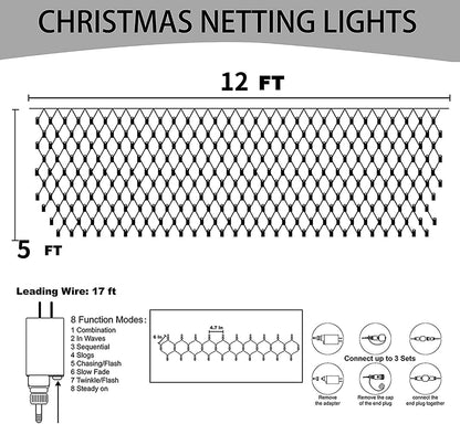 Dazzle Bright - Luces de red de Navidad, 360 LED de 12 pies x 5 pie...