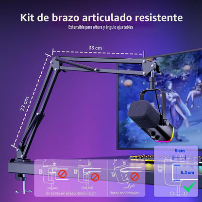 FIFINE AmpliGame AM8T - Juego de micrófonos para juegos XLR\/USB |...