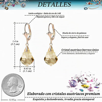 Aretes de cristal austriaco barroco con cierre de palanca para muje...