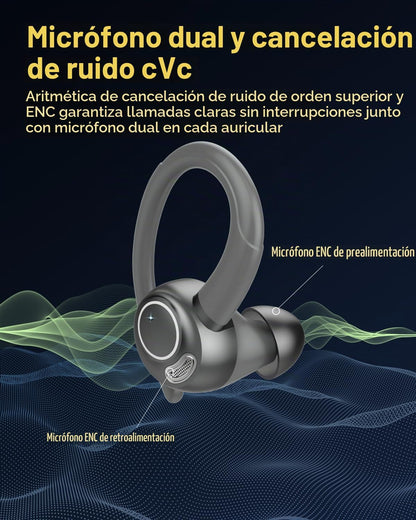 Auriculares inalámbricos, Bluetooth 5.4 Auriculares deportivos sobr...