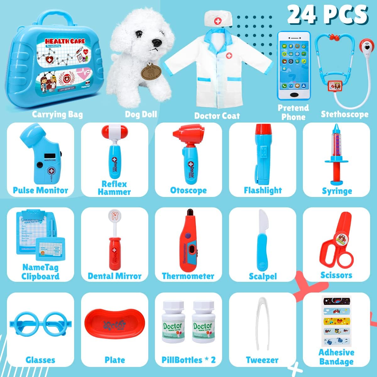 Meland Kit médico con cachorro para niños, juguete de simulación de...